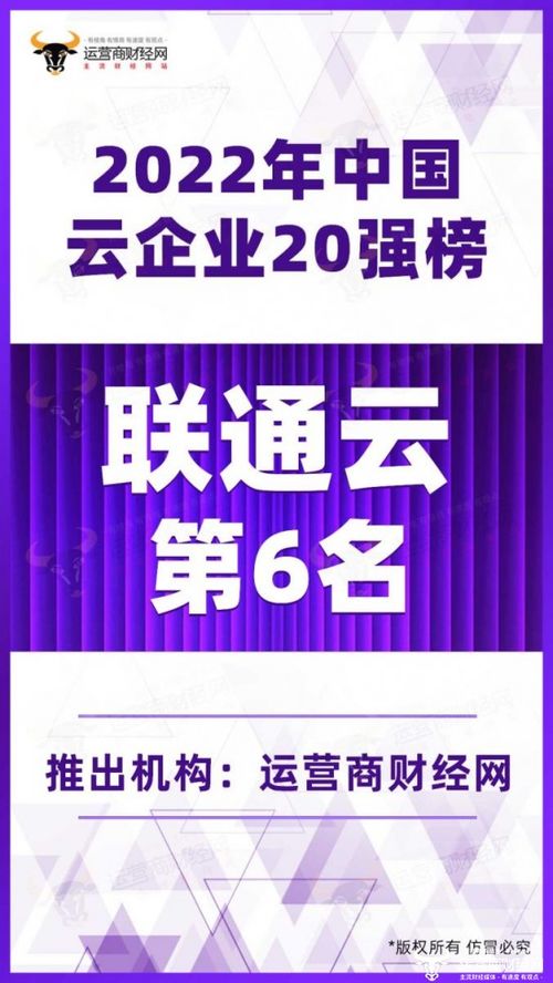 聯通云喜獲 2022年中國云企業20強榜 第6名 增速位居行業之首